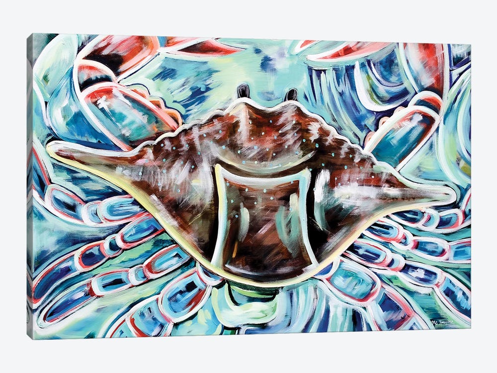 Swimming Blue Crab by MC Romaguera 1-piece Canvas Print