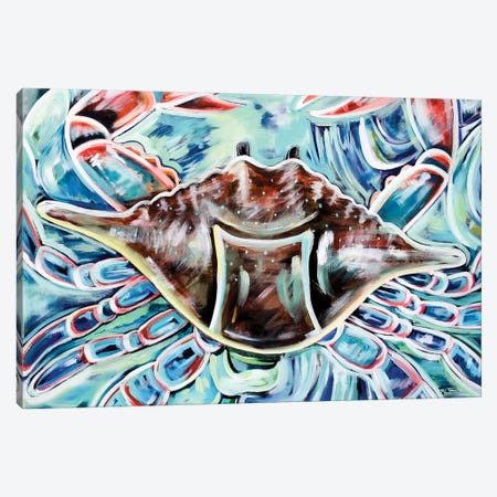 Swimming Blue Crab Canvas Print #RGM67} by MC Romaguera Canvas Artwork