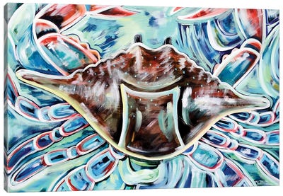 Swimming Blue Crab Canvas Art Print - Crab Art
