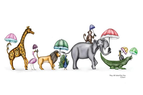 Giraffes: They All Asked For You Watercolor by MC Romaguera