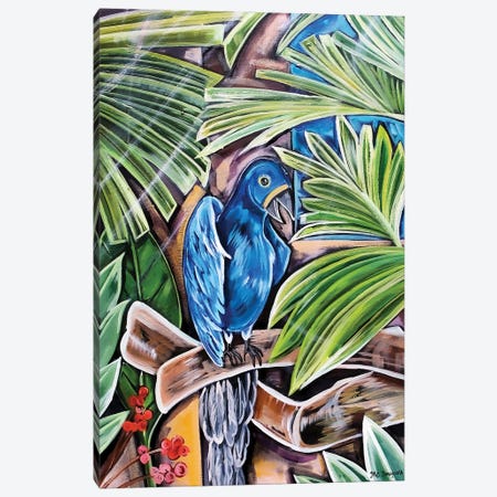 Blue Parrot Canvas Print #RGM78} by MC Romaguera Canvas Wall Art