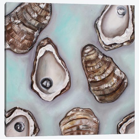 Oyster Shells Canvas Print #RGM7} by MC Romaguera Canvas Art