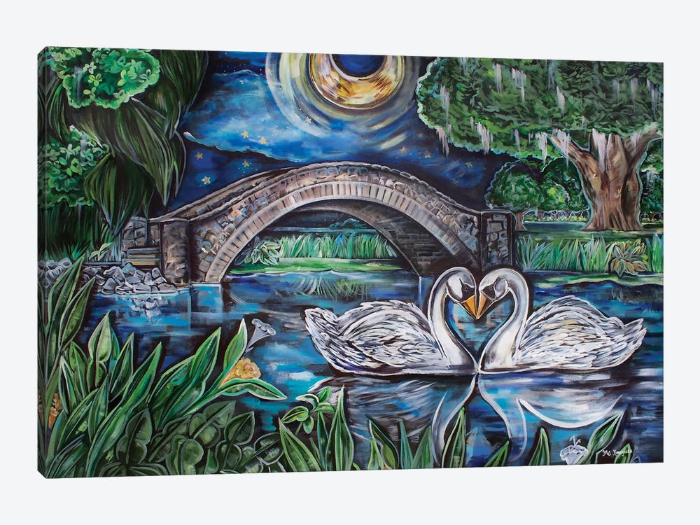 City Park Swans by MC Romaguera 1-piece Canvas Artwork