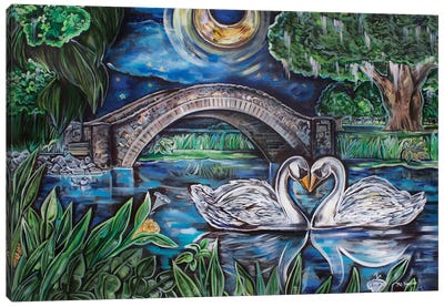 City Park Swans Canvas Art Print - Swan Art
