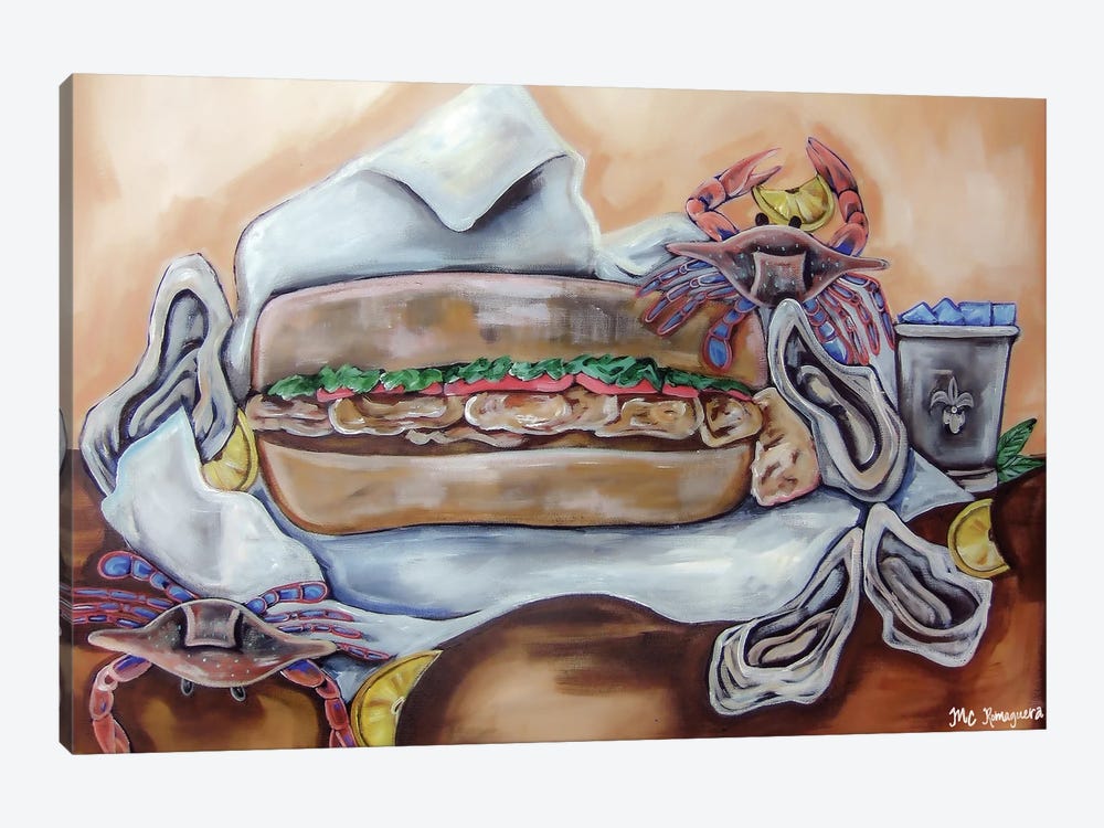 Oyster PoBoy Unwrapped by MC Romaguera 1-piece Art Print