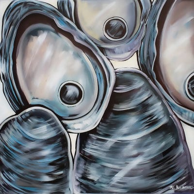 Oyster Shell Raw by MC Romaguera framed canvas print