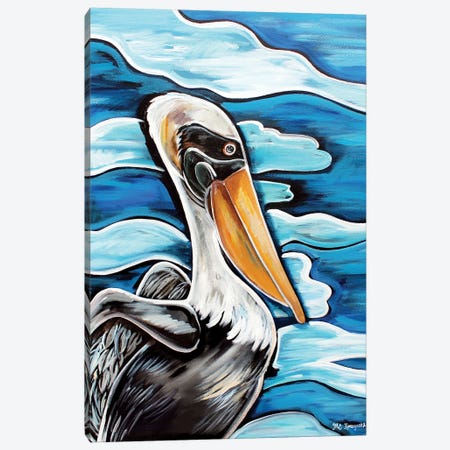 Pelican Reflection Canvas Print #RGM96} by MC Romaguera Art Print
