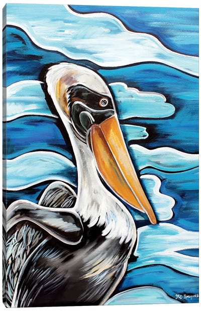 Pelican Reflection Canvas Art Print - Pelican Art