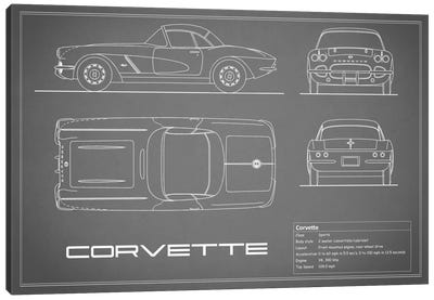 Chevrolet Corvette C1 Body Type (Grey) Canvas Art Print - Chevrolet