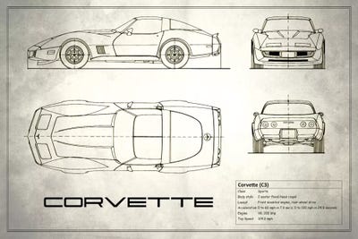 C3 Car Guy Gift 1977 Corvette Canvas Wrap Chevy Corvette Wall Decor Chevrolet Sports Car Art Stingray 12x18 or 16x24 Man Cave Art