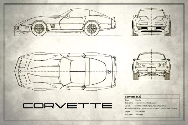 Automobile Blueprints: Chevrolet Corvette C3 Body Type (Vintage Silver) by Mark Rogan