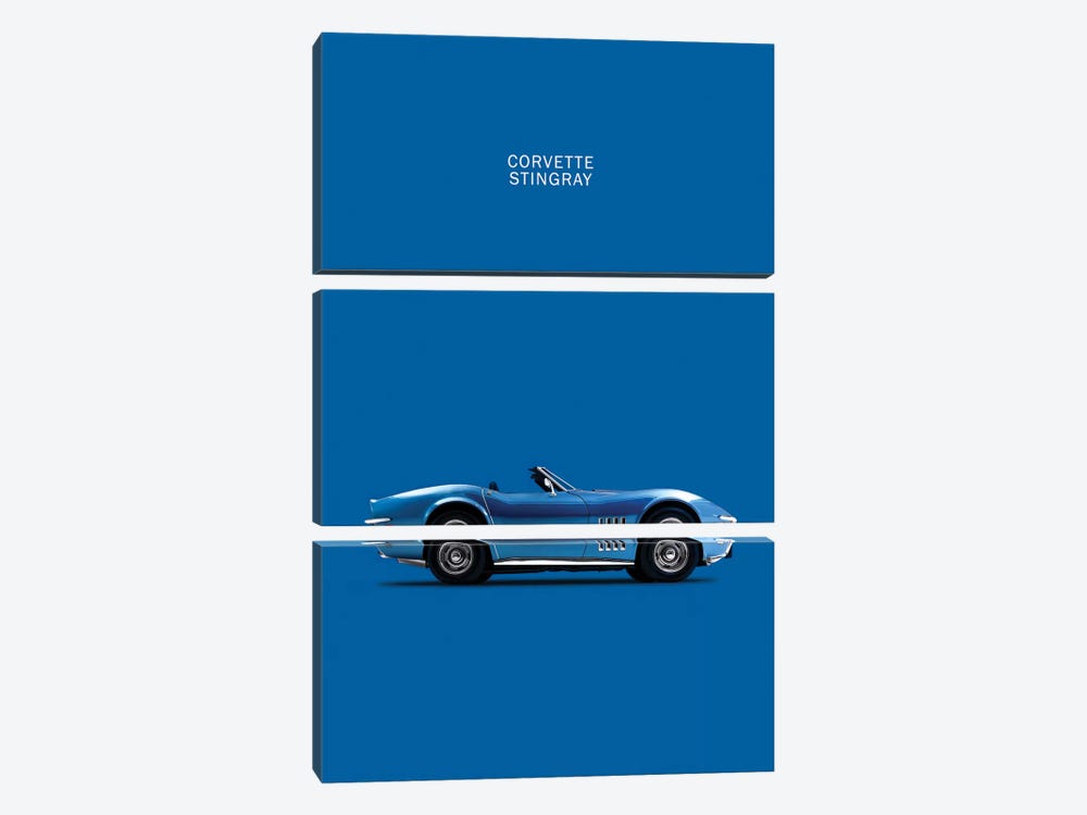 Chevrolet Corvette Stingray (Blue) by Mark Rogan 3-piece Canvas Art