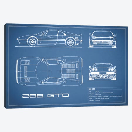Ferrari 288 GTO (Blue) Canvas Print #RGN128} by Mark Rogan Canvas Print