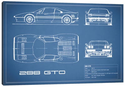 Ferrari 288 GTO (Blue) Canvas Art Print - Ferrari