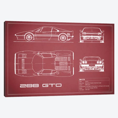 Ferrari 288 GTO (Maroon) Canvas Print #RGN130} by Mark Rogan Canvas Artwork