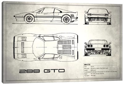 Ferrari 288 GTO (Vintage Silver) Canvas Art Print - Automobile Art