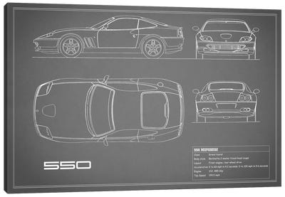Ferrari 550 Maranello (Grey) Canvas Art Print - Automobile Blueprints