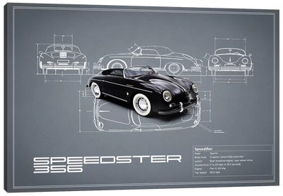 1959 Porsche 356 Speedster (Grey) Canvas Art Print - Automobile Art