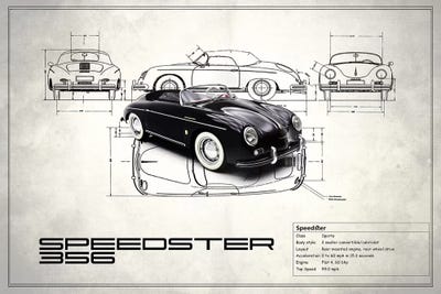 1959 Porsche 356 Speedster (Vintage Silver) by Mark Rogan framed canvas print