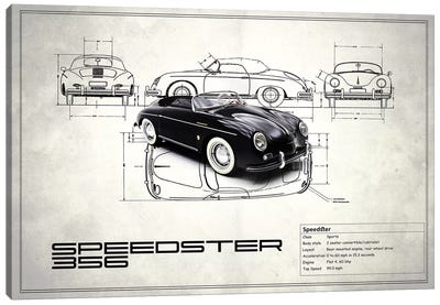 1959 Porsche 356 Speedster (Vintage Silver) Canvas Art Print - Porsche