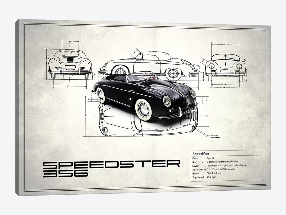 1959 Porsche 356 Speedster (Vintage Silver) 1-piece Canvas Print