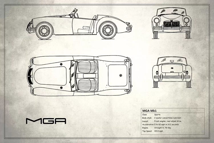 MG MGA Mark I (Vintage Silver) by Mark Rogan wall art