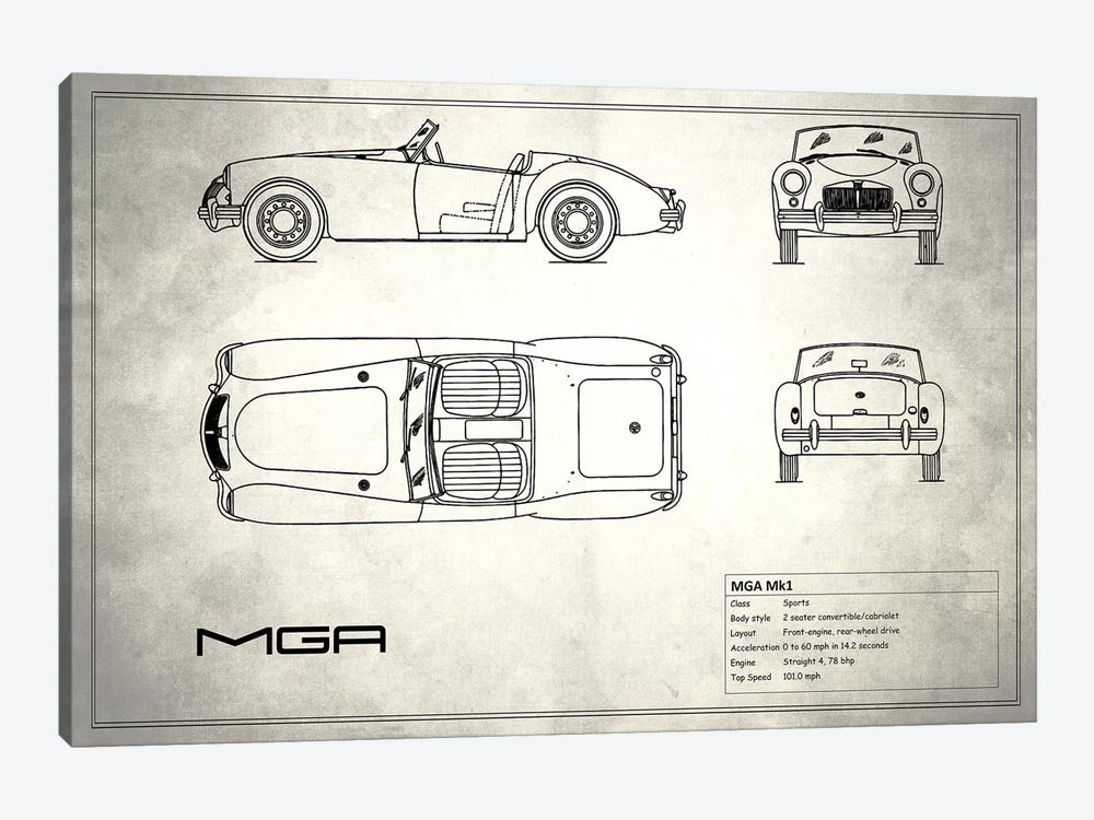MG MGA Mark I (Vintage Silver) by Mark Rogan 1-piece Art Print