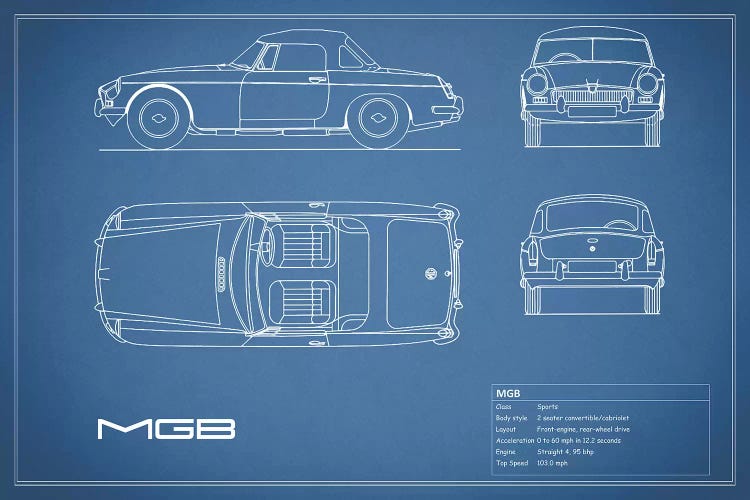 MG MGB (Blue) by Mark Rogan wall art