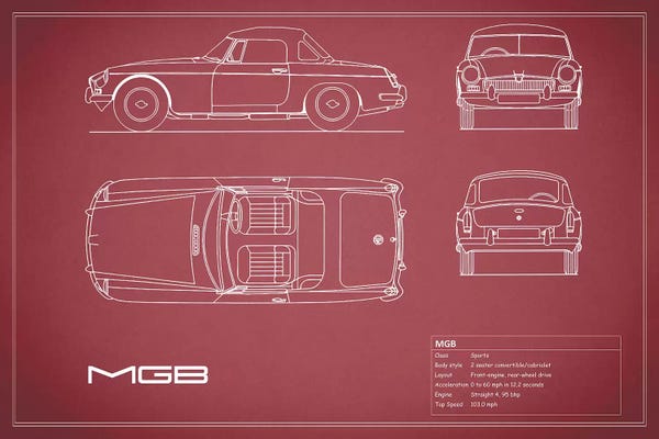 Automobile Blueprints: MG MGB Blue by Mark Rogan