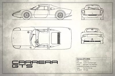 Porsche (904) Carrera GTS (Vintage Silver) by Mark Rogan framed canvas print