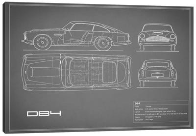 1962 Aston Martin DB4 (Grey) Canvas Art Print - Automobile Blueprints
