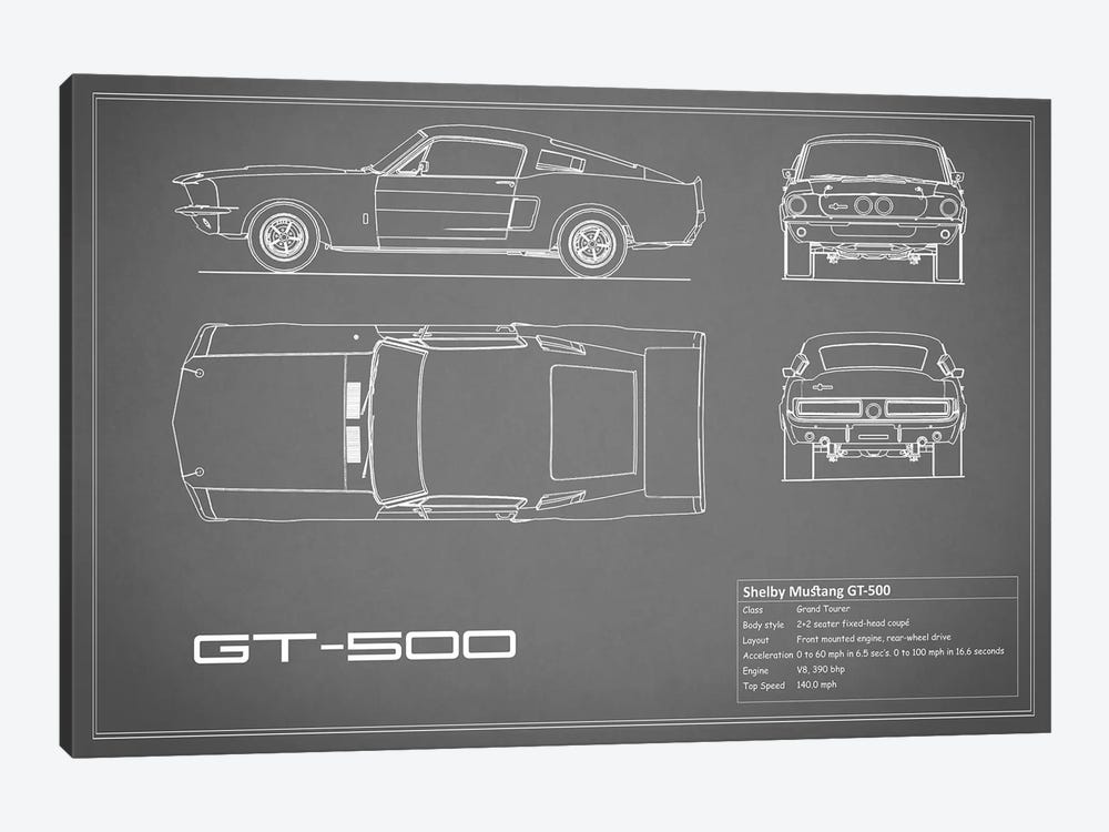 Shelby Mustang GT500 (Grey) by Mark Rogan 1-piece Art Print