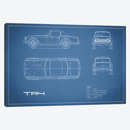 Triumph TR4 (Blue) Canvas Print #RGN255} by Mark Rogan Canvas Wall Art