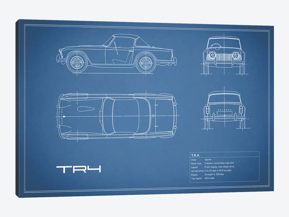 Triumph TR4 (Blue) by Mark Rogan 1-piece Canvas Art