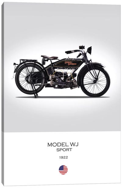 1922 Harley-Davidson Model WJ Sport Motorcycle Canvas Art Print - Mark Rogan