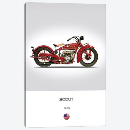 1929 Indian Scout 101 Motorcycle Canvas Print #RGN304} by Mark Rogan Canvas Artwork