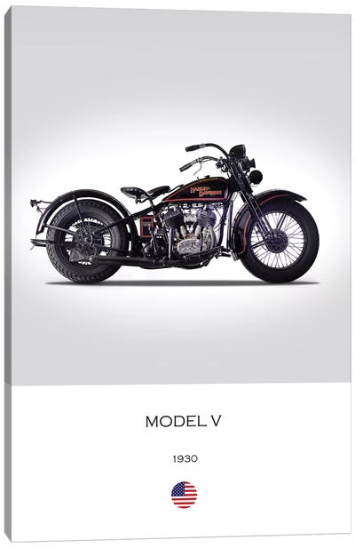 1930 Harley-Davidson Model V Motorcycle Canvas Art Print - Mark Rogan