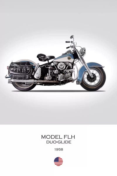 1958 Harley-Davidson Model FLH Duo-Gli Canvas Art Print Mark Rogan