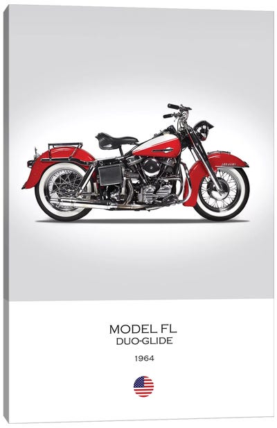 1964 Harley-Davidson Model FL Duo-Glide Motorcycle Canvas Art Print - Mark Rogan