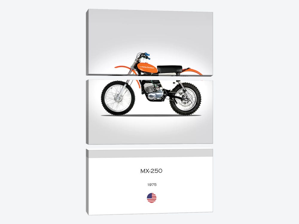 1975 Harley-Davidson MX-250 Motorcycle by Mark Rogan 3-piece Canvas Print