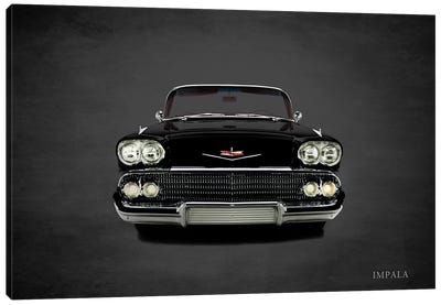 1958 Chevrolet Impala Canvas Art Print - Cars By Brand
