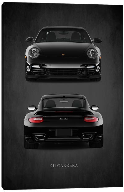 Porsche 911 Carrera Turbo Canvas Art Print - Black, White & Red Art