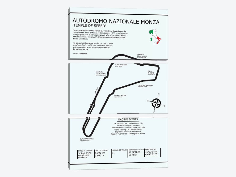 Autodromo Nazionale Monza by Mark Rogan 3-piece Canvas Art