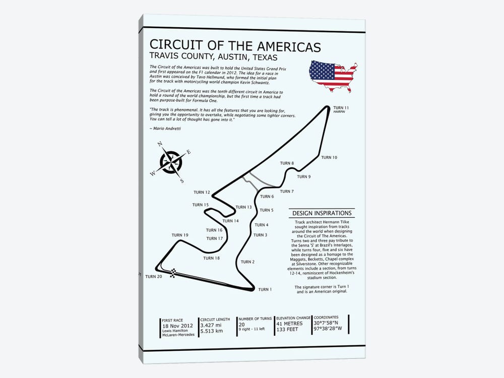 Circuit OfThe Americas by Mark Rogan 1-piece Canvas Print