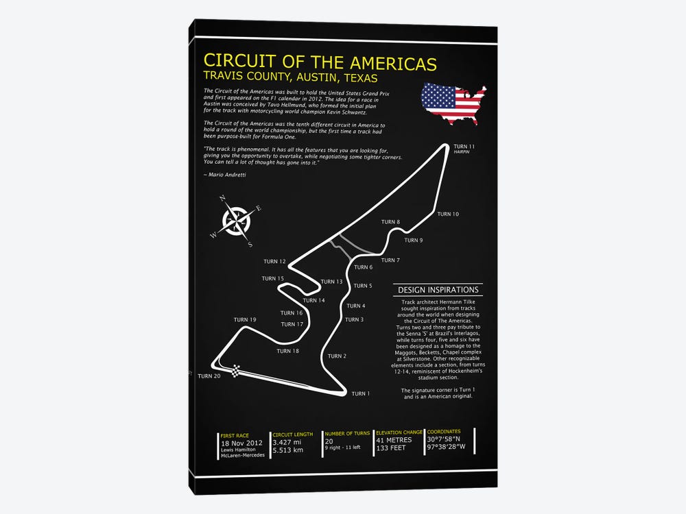 Circuit OfThe Americas BL by Mark Rogan 1-piece Canvas Art