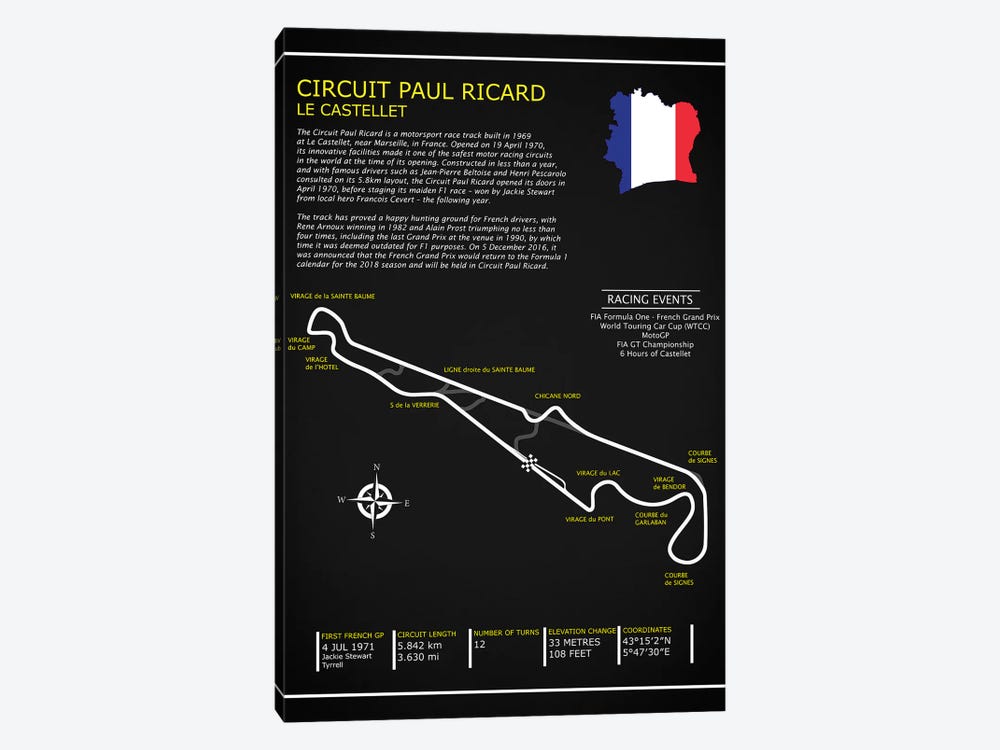 Circuit Paul Ricard BL by Mark Rogan 1-piece Canvas Art