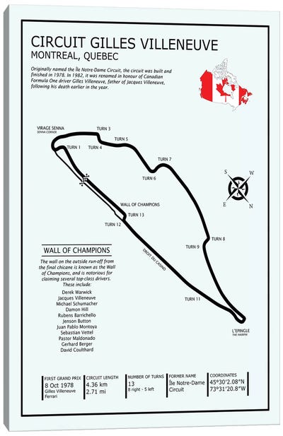 Gilles Villeneuve Circuit Canvas Art Print - Montreal Art