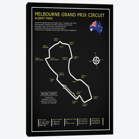 Melbourne GP Circuit BL Canvas Print #RGN607} by Mark Rogan Art Print