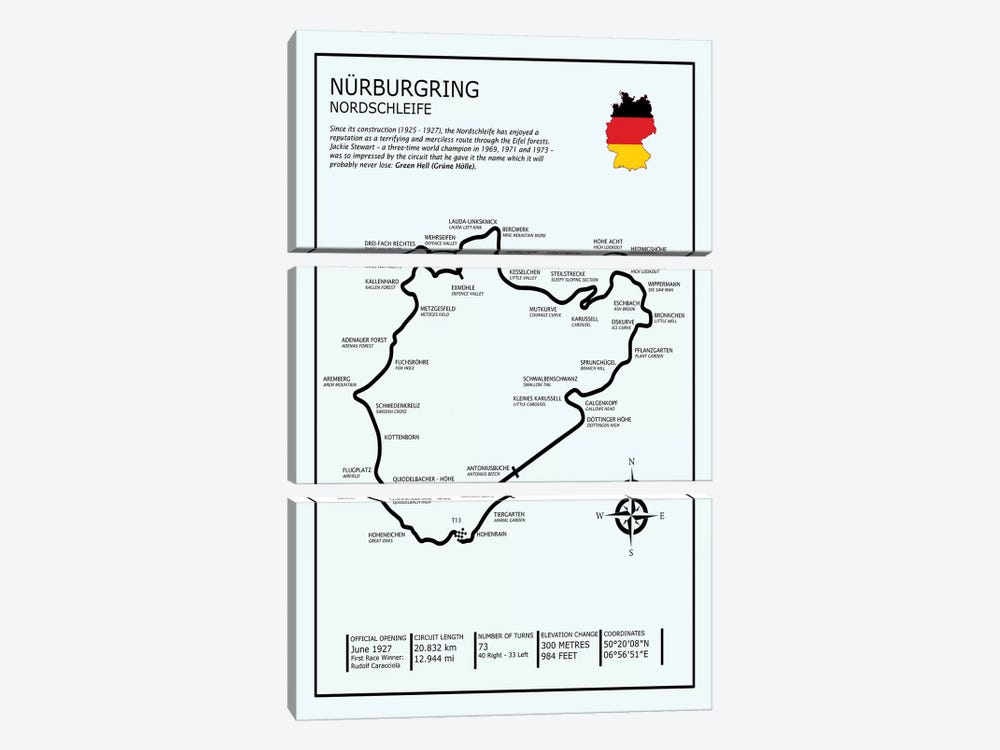 Nurburgring Nordschleife by Mark Rogan 3-piece Canvas Art Print