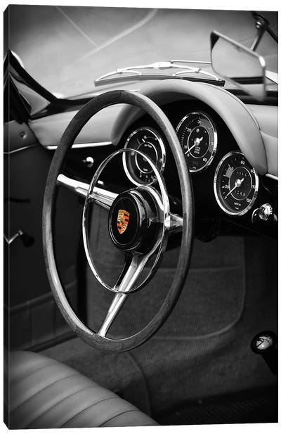 Porsche 356 Roadster Canvas Art Print - Black & White Photography